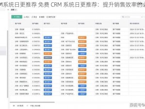 免费CRM系统日更推荐 免费 CRM 系统日更推荐：提升销售效率的必备工具