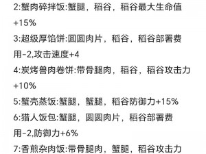 明日方舟生息演算食谱大全：全面分享游戏内食谱配方与制作方法