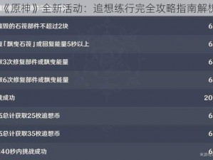 《原神》全新活动：追想练行完全攻略指南解析