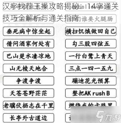 汉字找茬王操攻略揭秘：14字通关技巧全解析与通关指南