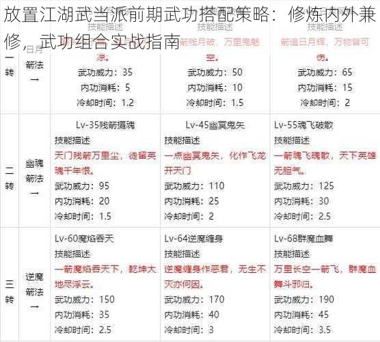 放置江湖武当派前期武功搭配策略：修炼内外兼修，武功组合实战指南