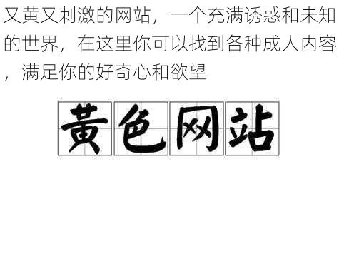 又黄又刺激的网站，一个充满诱惑和未知的世界，在这里你可以找到各种成人内容，满足你的好奇心和欲望