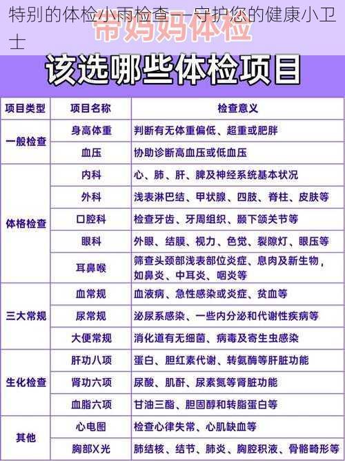 特别的体检小雨检查——守护您的健康小卫士