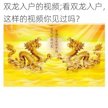 双龙入户的视频;看双龙入户，这样的视频你见过吗？