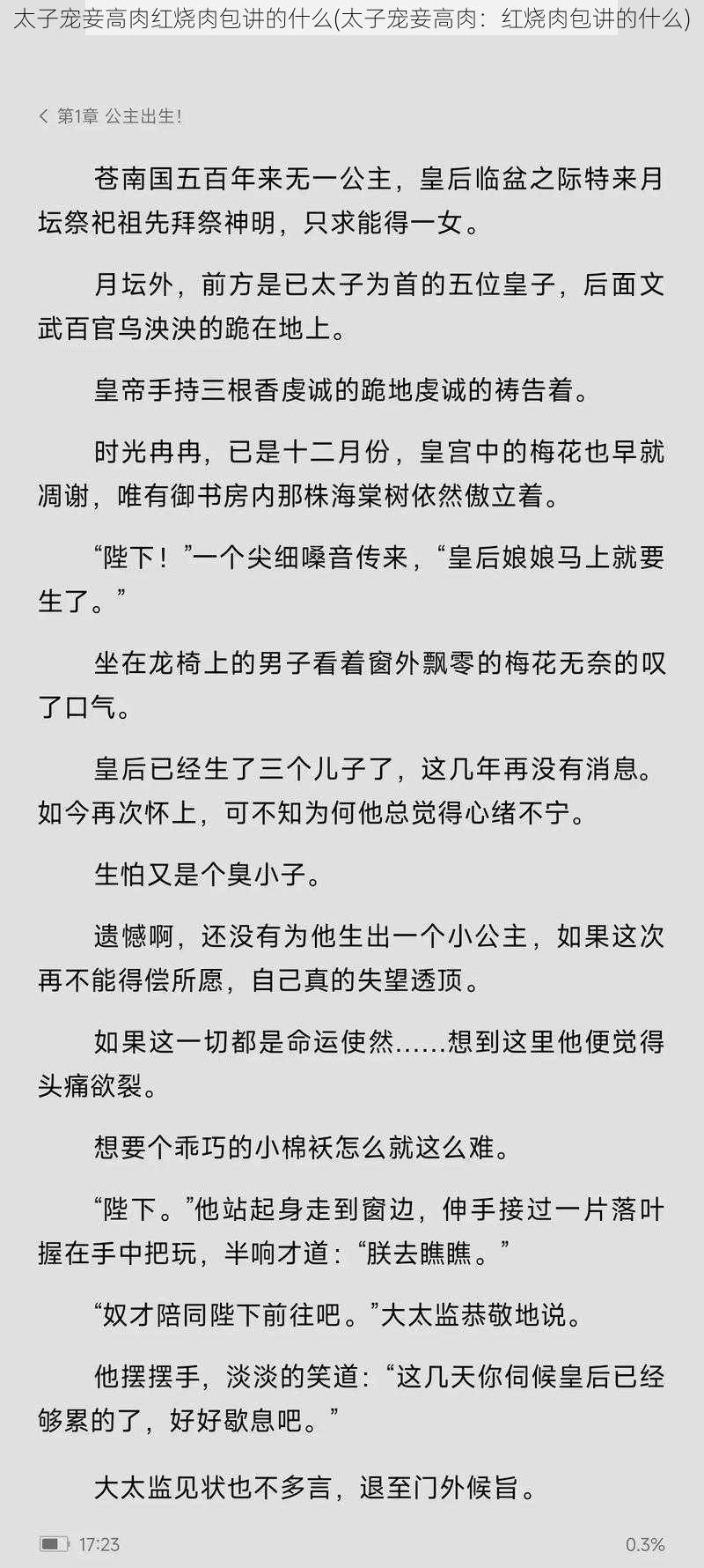 太子宠妾高肉红烧肉包讲的什么(太子宠妾高肉：红烧肉包讲的什么)