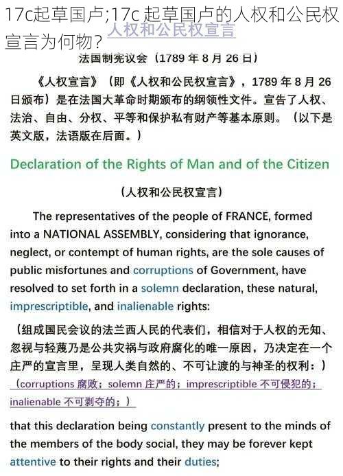 17c起草国卢;17c 起草国卢的人权和公民权宣言为何物？