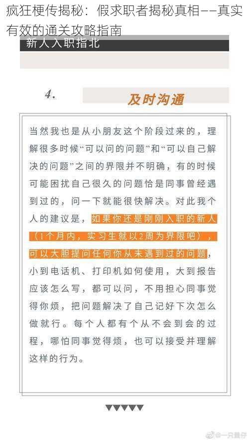 疯狂梗传揭秘：假求职者揭秘真相——真实有效的通关攻略指南