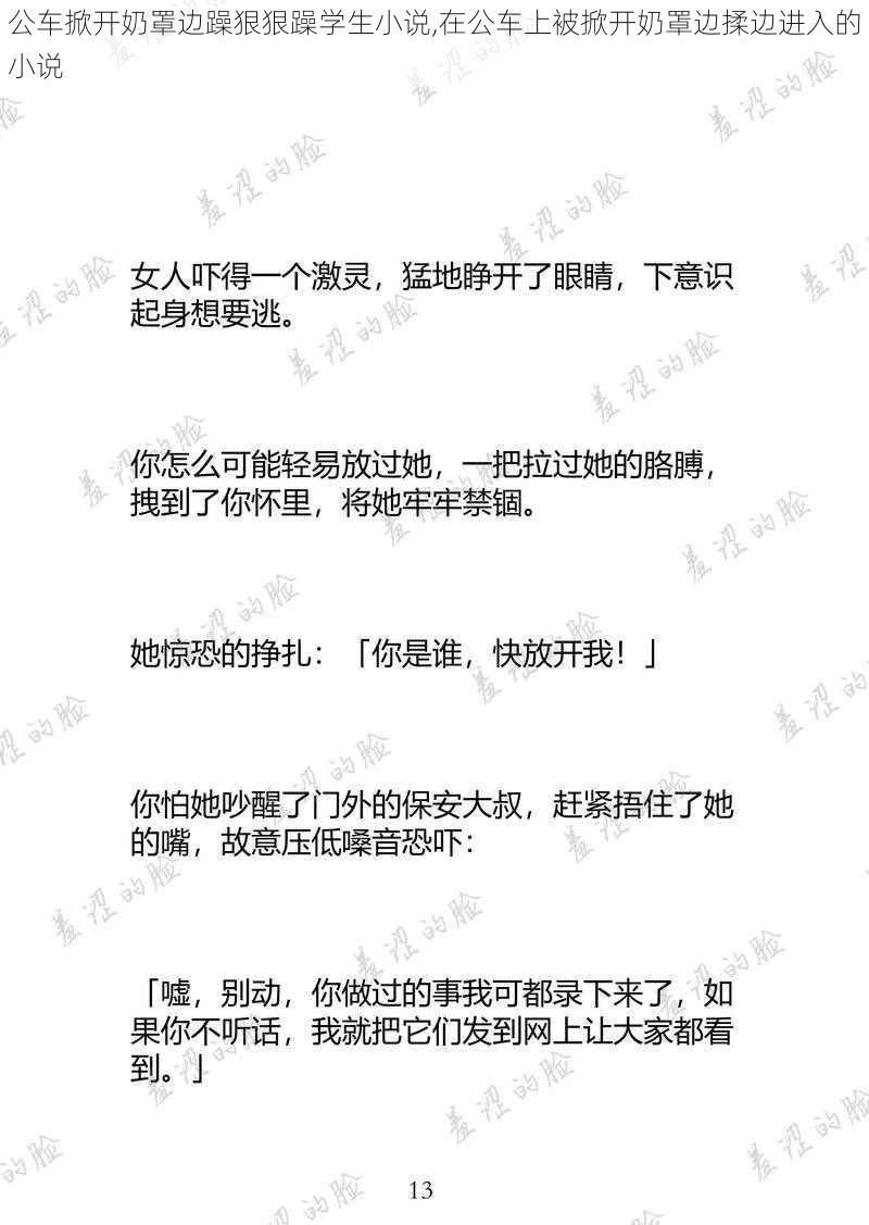 公车掀开奶罩边躁狠狠躁学生小说,在公车上被掀开奶罩边揉边进入的小说