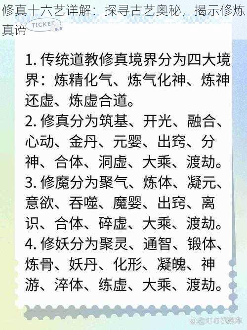 修真十六艺详解：探寻古艺奥秘，揭示修炼真谛