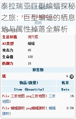 泰拉瑞亚巨型蝙蝠探秘之旅：巨型蝙蝠的栖息地与属性掉落全解析