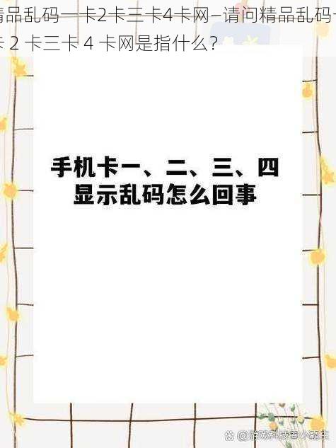 精品乱码一卡2卡三卡4卡网—请问精品乱码一卡 2 卡三卡 4 卡网是指什么？