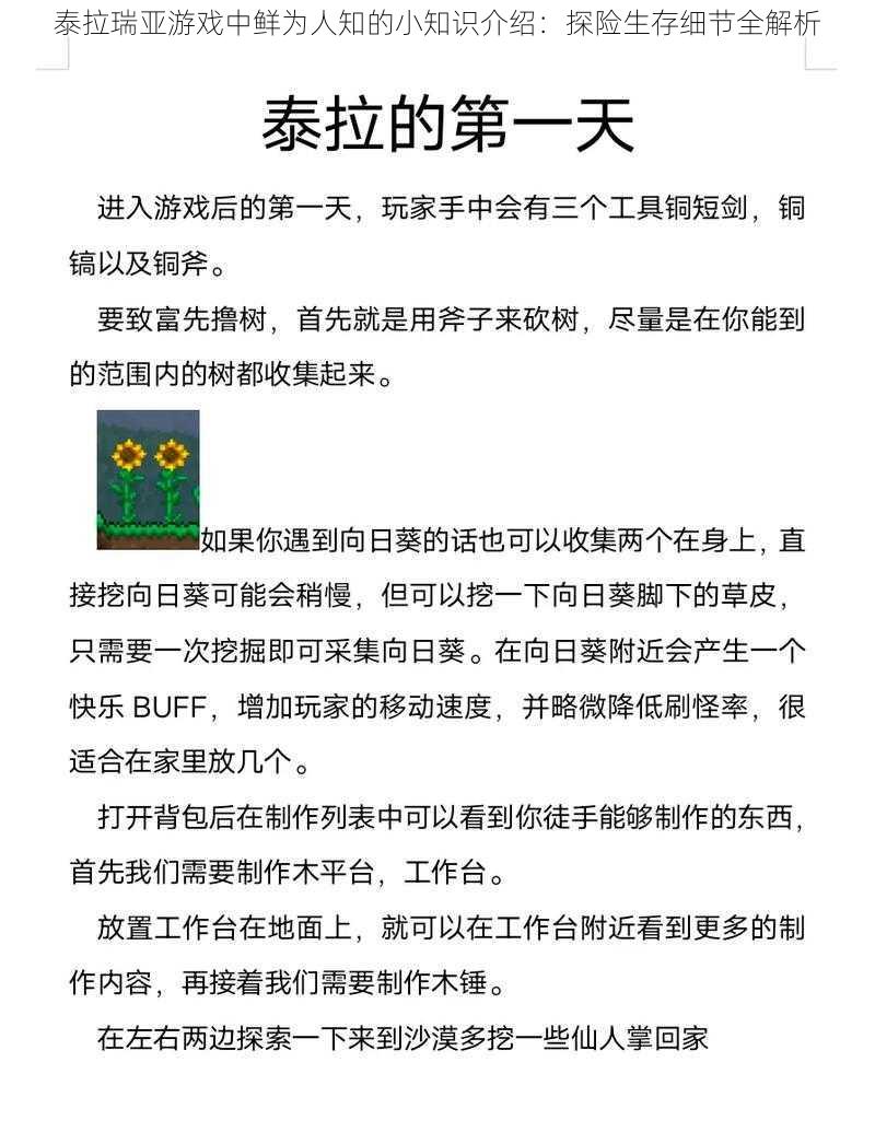 泰拉瑞亚游戏中鲜为人知的小知识介绍：探险生存细节全解析