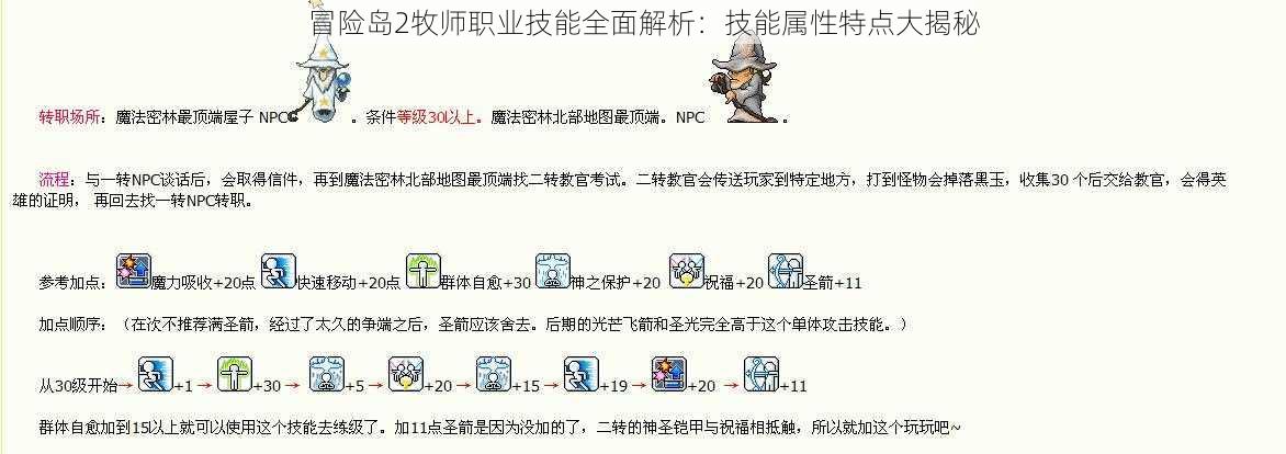 冒险岛2牧师职业技能全面解析：技能属性特点大揭秘