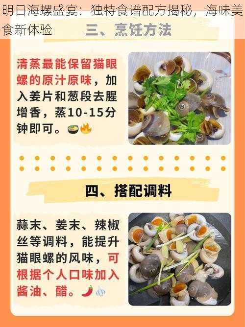 明日海螺盛宴：独特食谱配方揭秘，海味美食新体验