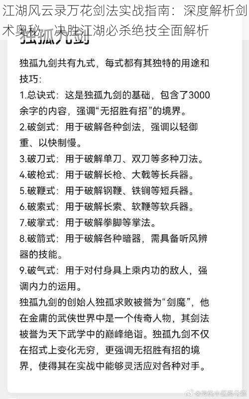 江湖风云录万花剑法实战指南：深度解析剑术奥秘，决胜江湖必杀绝技全面解析