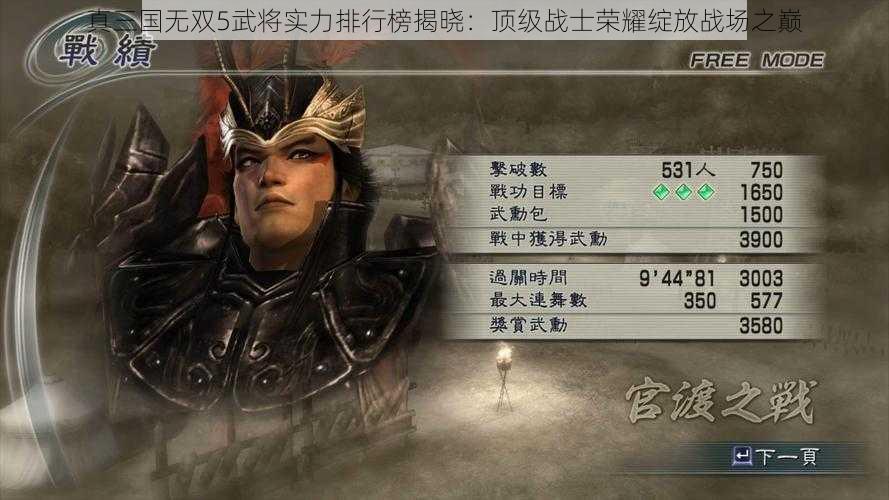 真三国无双5武将实力排行榜揭晓：顶级战士荣耀绽放战场之巅