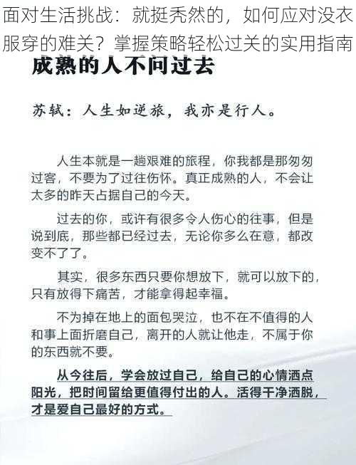 面对生活挑战：就挺秃然的，如何应对没衣服穿的难关？掌握策略轻松过关的实用指南