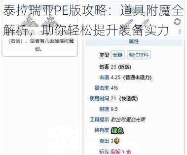 泰拉瑞亚PE版攻略：道具附魔全解析，助你轻松提升装备实力