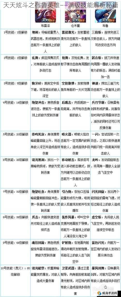 天天炫斗之布鲁英雄——满级技能解析秘籍